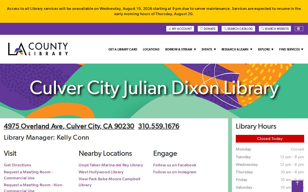 Julian Dixon Library resources for Culver City city directory research