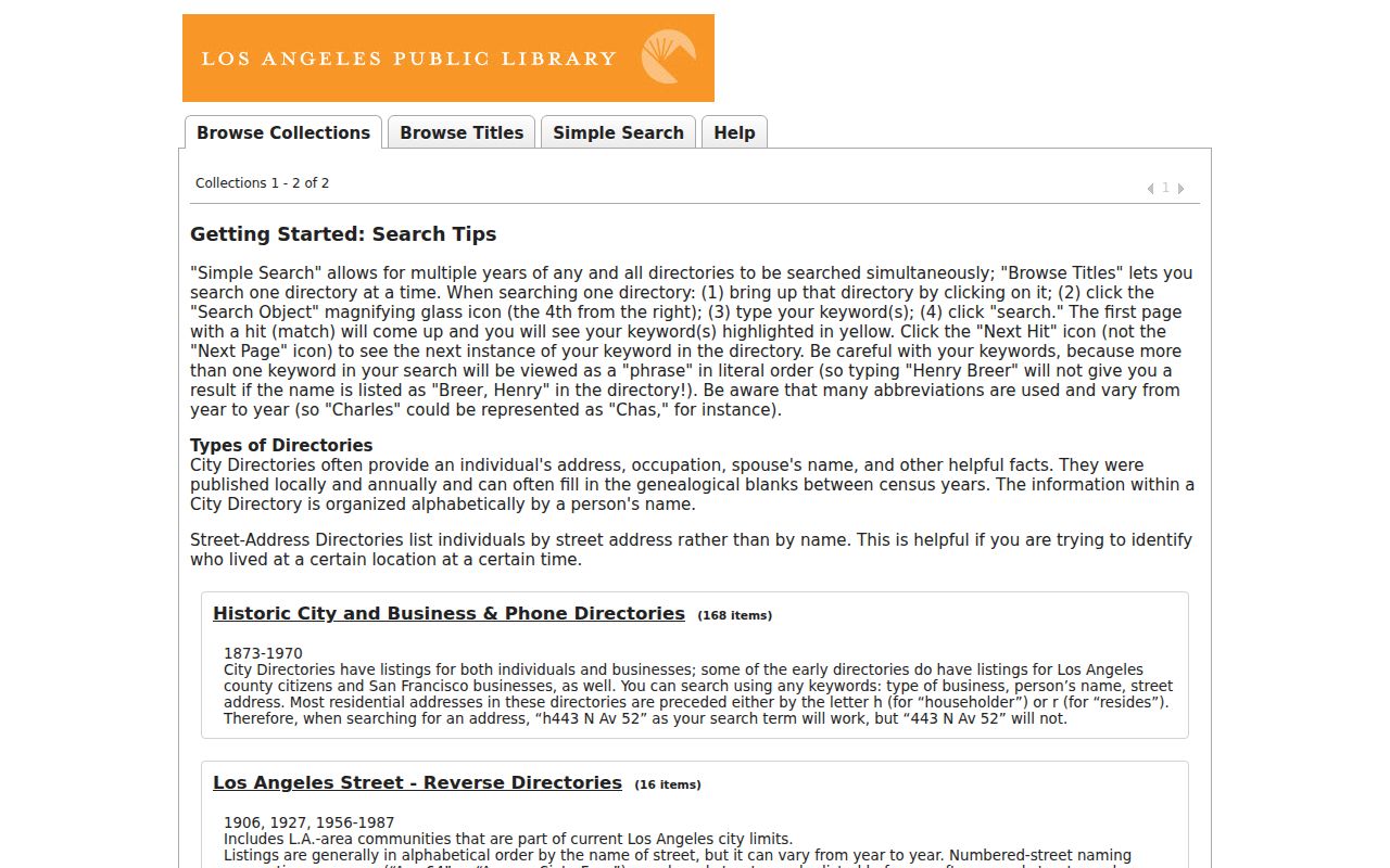 LAPL ResCarta browser for Culver City city directory scans