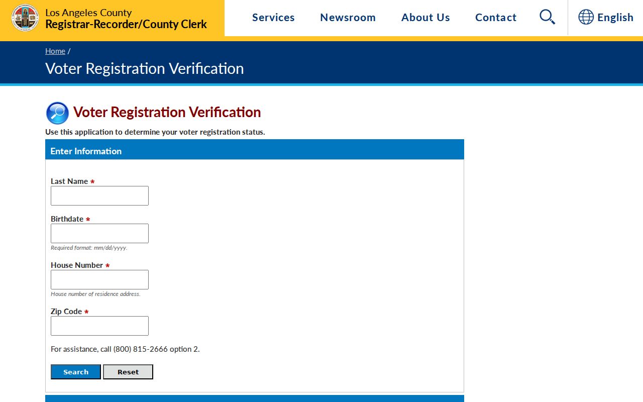 Los Angeles County voter registration verification form