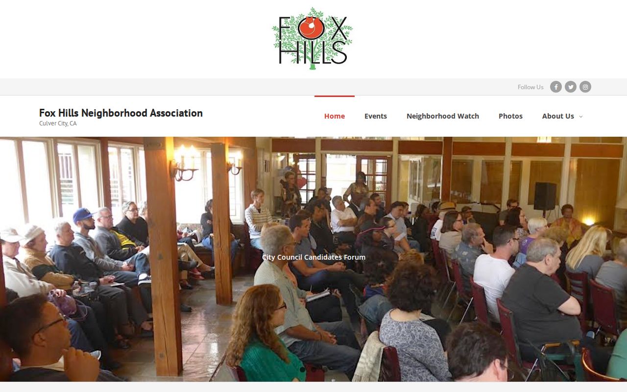 Culver City neighbors screenshot of the Fox Hills neighborhood association page