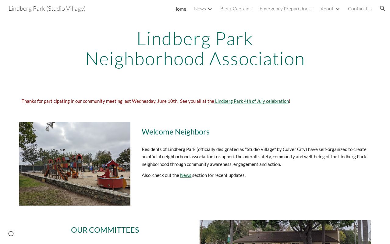 Culver City neighbors screenshot of the Lindberg Park neighborhood association page