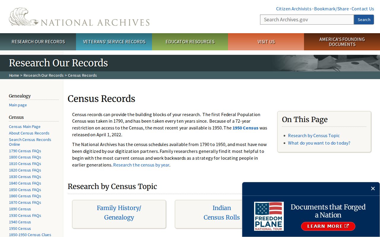 National Archives census research access for Culver City previous residents